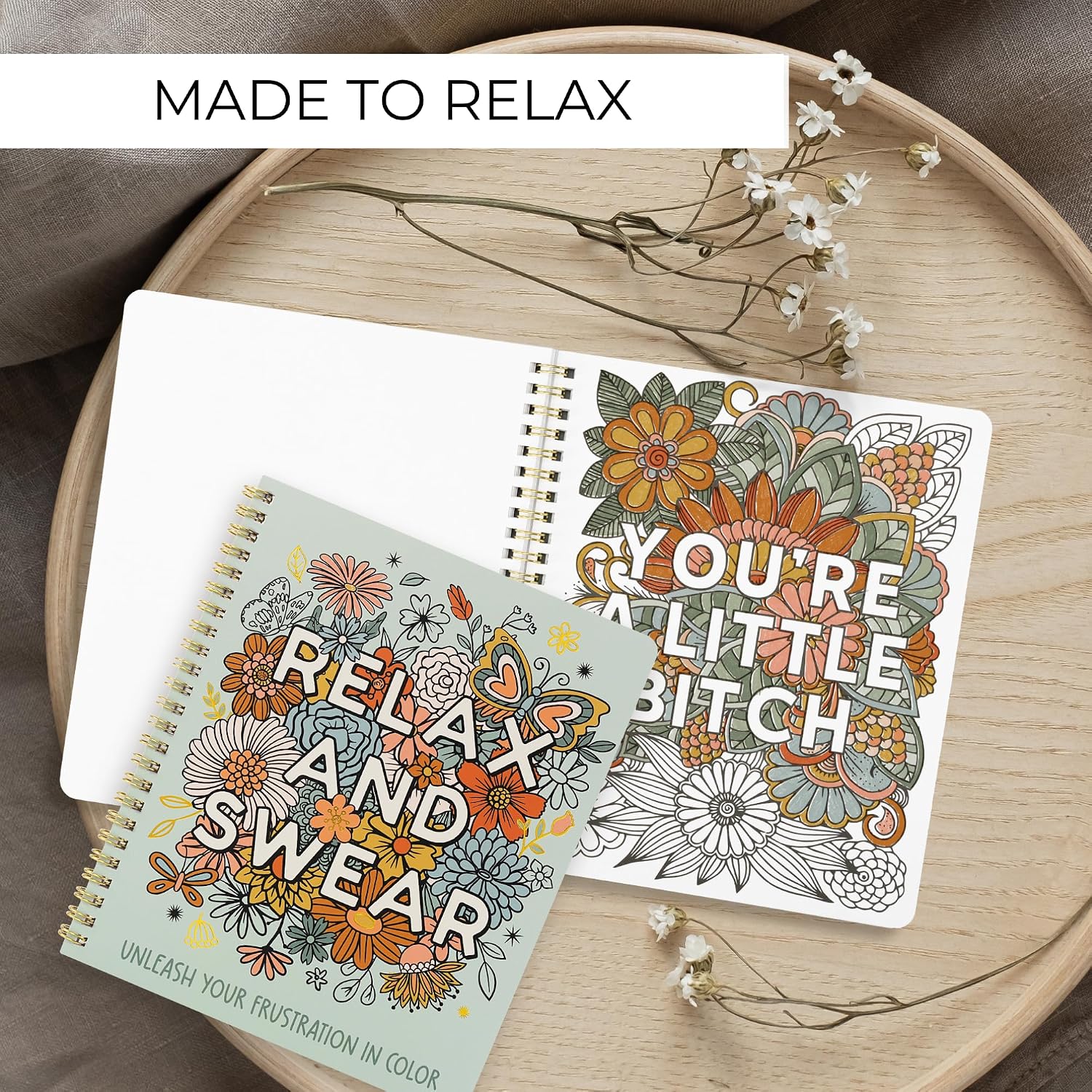 Detalle de ZICOTO zic-acoloringbv6_25-042 Adult Coloring Books, 2-Book Spiral-Bound Set