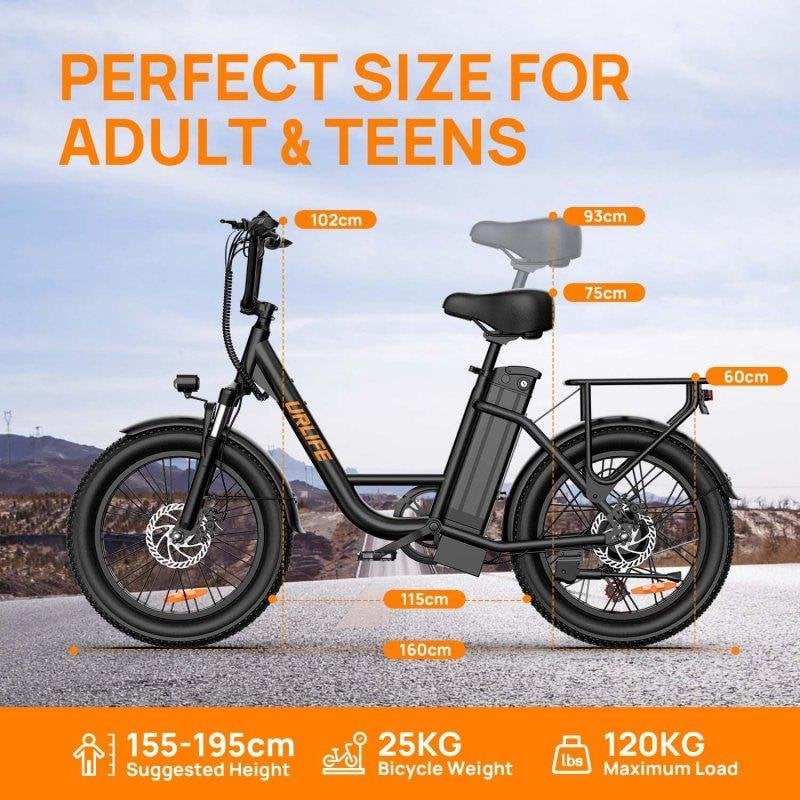 Detalle de Bicicleta eléctrica URLIFE E20: autonomía, estabilidad y versatilidad en 20 pulgadas