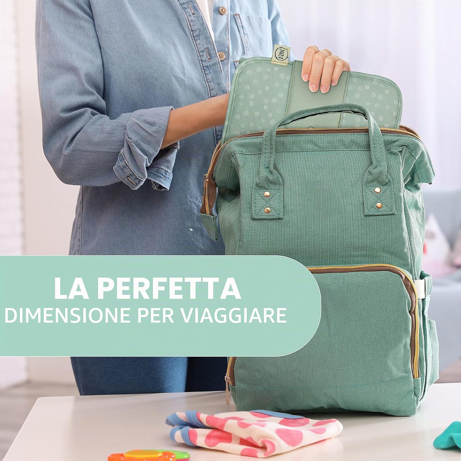 Thumbnail 5 de Jubi Borsa Cambio Neonato con Fasciatoio Portatile – Compatta, Grande Capacità e Organizer per Viaggio e Passeggino