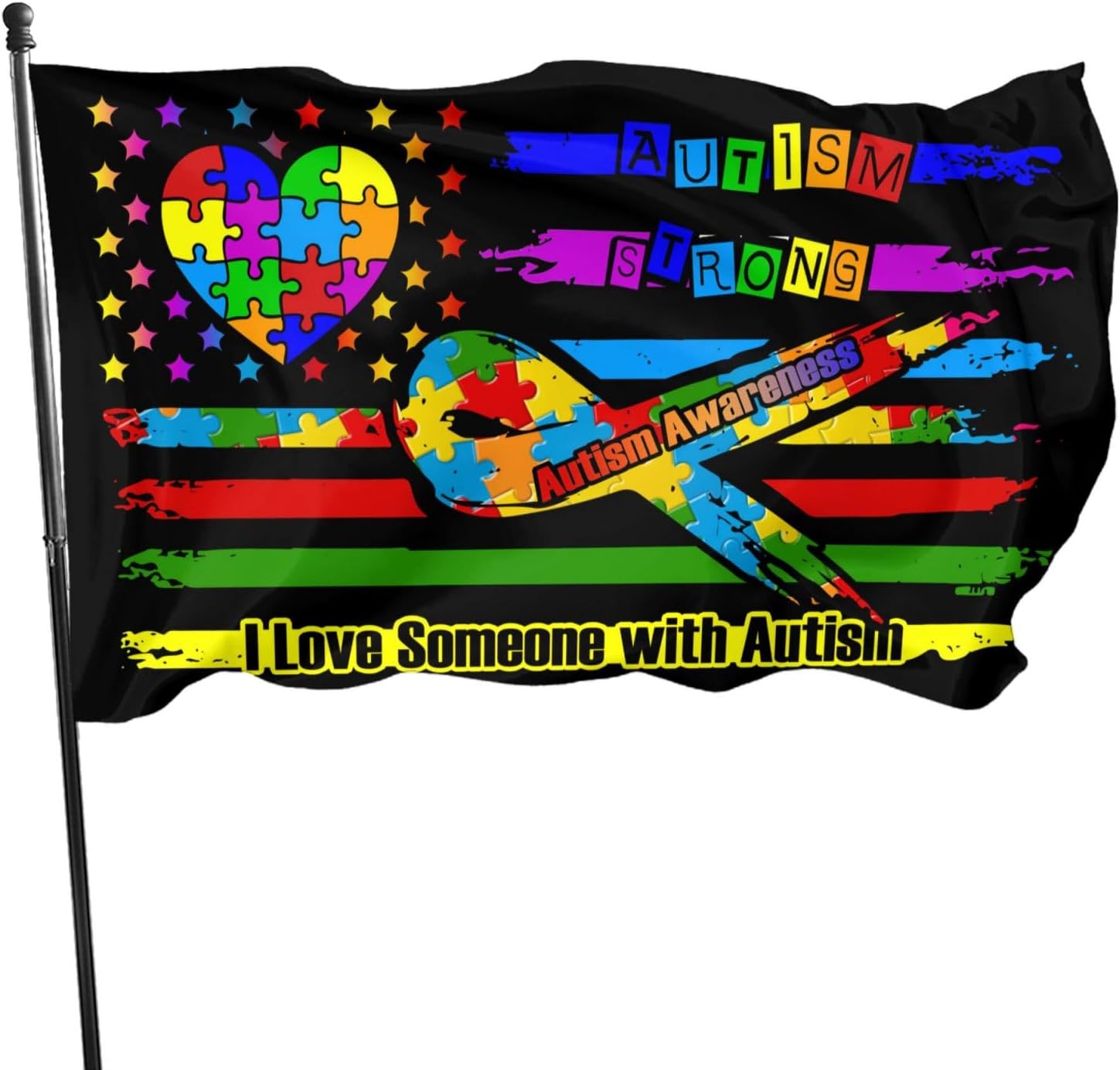 Detalle de UGTEWXU Autism Awareness Flag, 3 x 5 ft