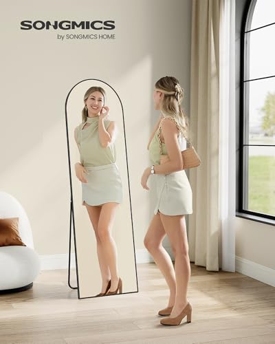 Detalle de SONGMICS Specchio a Figura Intera 160 x 50 cm con Zoccolo Arco in Alluminio – Nero Inchiostro, LFM031B01