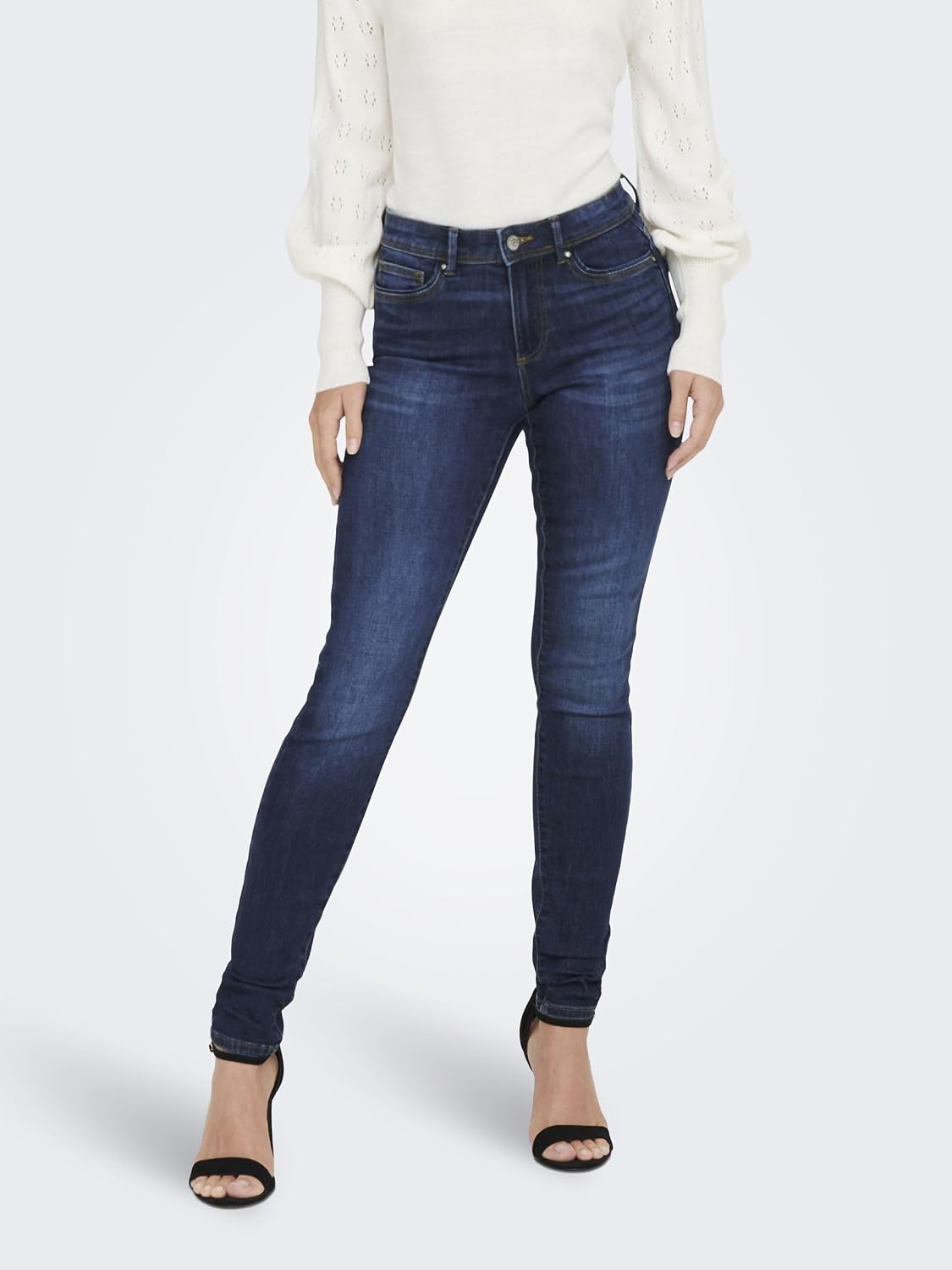 Detalle de ONLY Female Skinny Jeans ONLWAUW Mittlere Taille Skinny Fit Jeans – Blau
