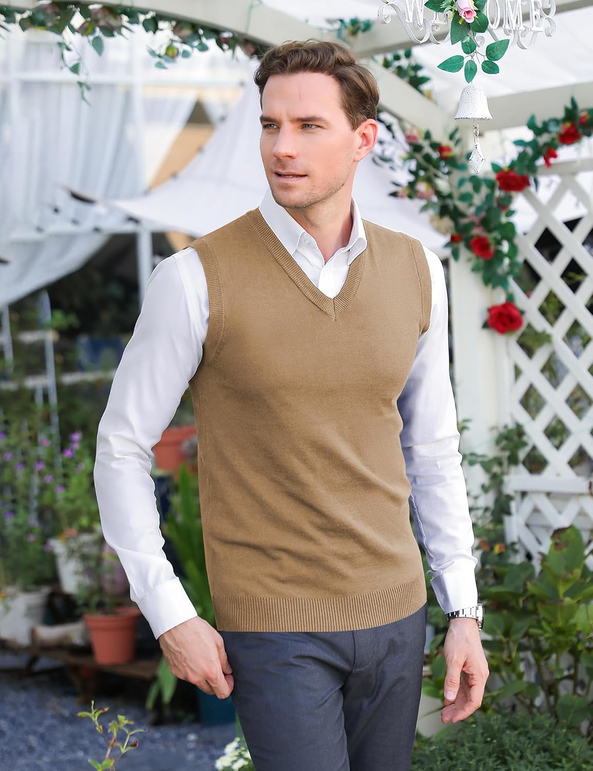 Detalle de iClosam Gilet Maglione Uomo V-Collo Cotone