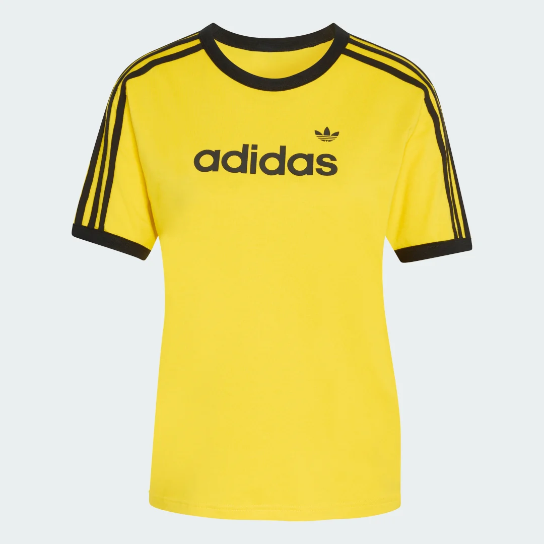 Detalle 2 de Camiseta Linear de Adidas – Amarillo: comodidad diaria y estilo sobrio