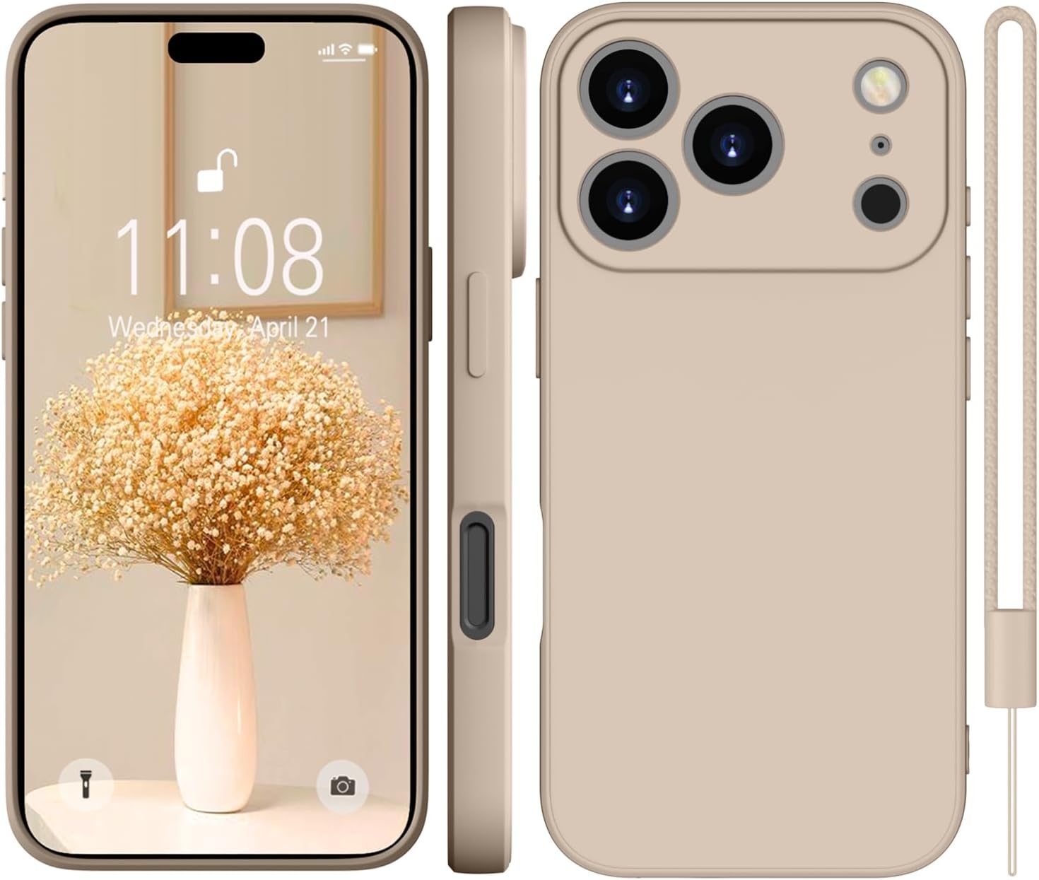 Detalle de KPPIT Silicone Case for iPhone 17 Pro Max (Khaki) – Slim, Shock‑Absorbent & Full Camera Protection