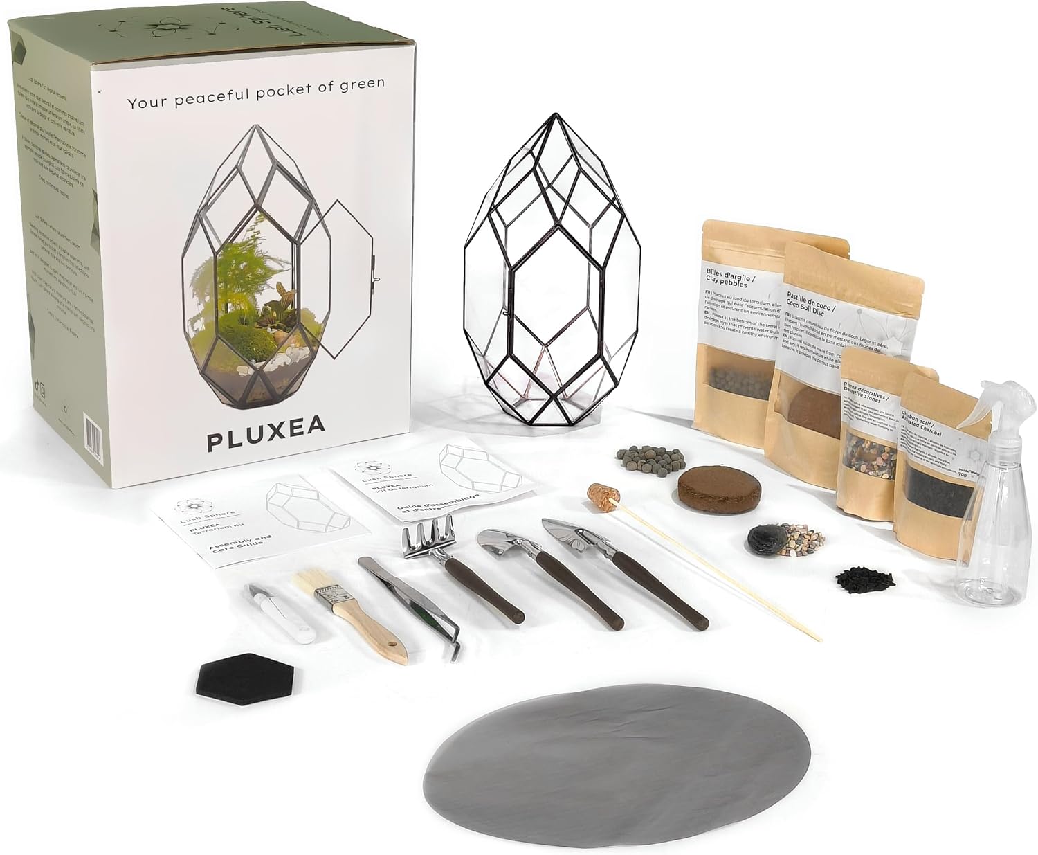 Detalle 2 de Lush Sphere PLUXEA – Kit terrarium complet DIY (sans plantes)