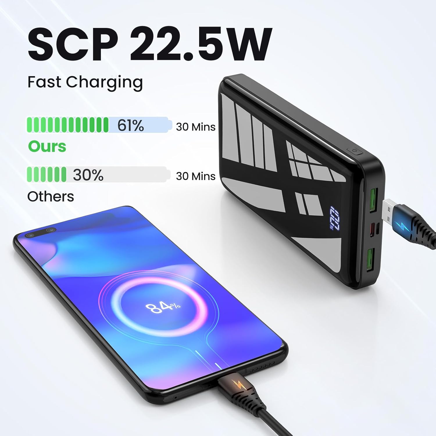 Thumbnail 1 de Power Bank 27000 mAh con USB-C PD 20W e doppie USB-A 22,5W, display LED e ricarica rapida