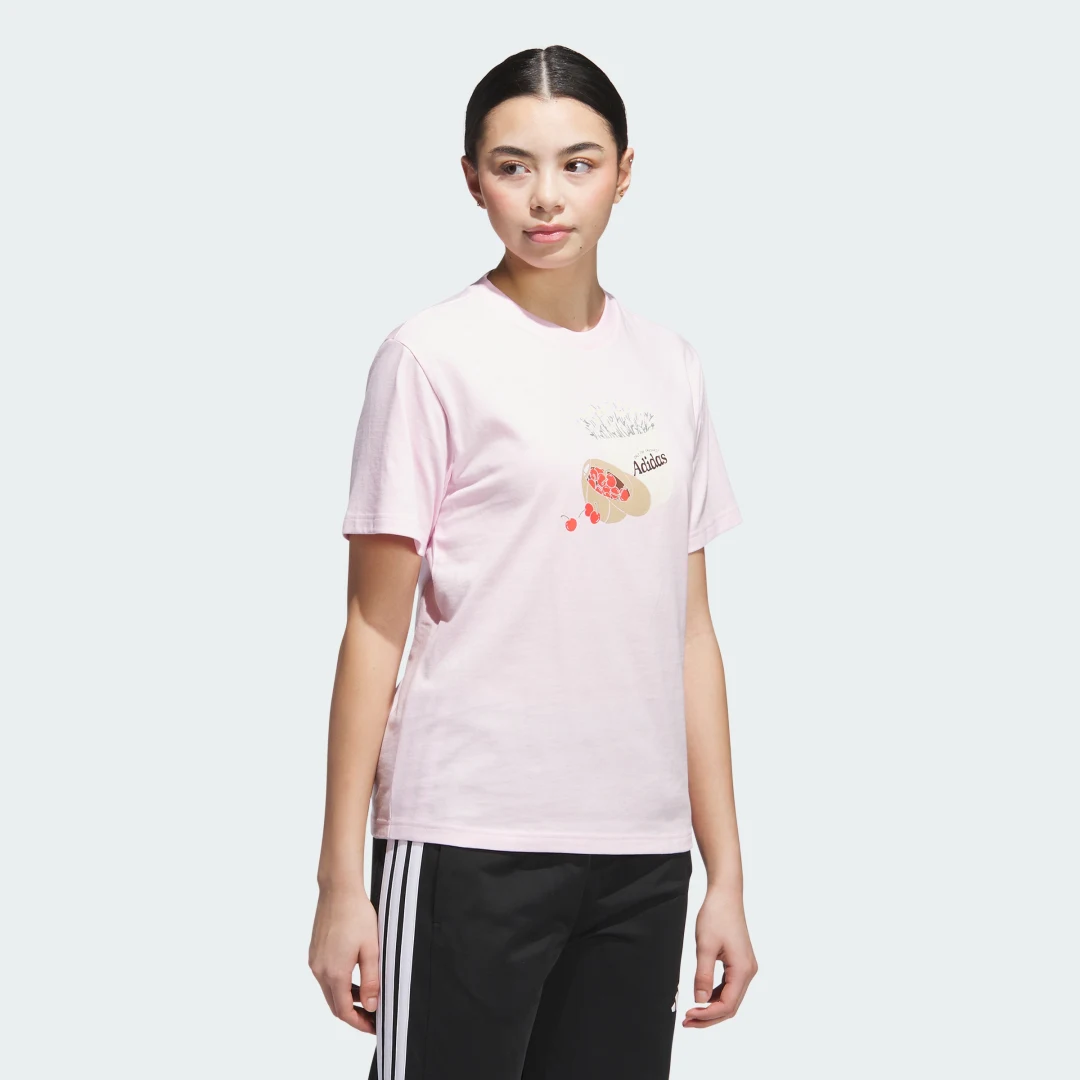 Detalle de Adidas Camiseta estampada Farmers Market – rosa