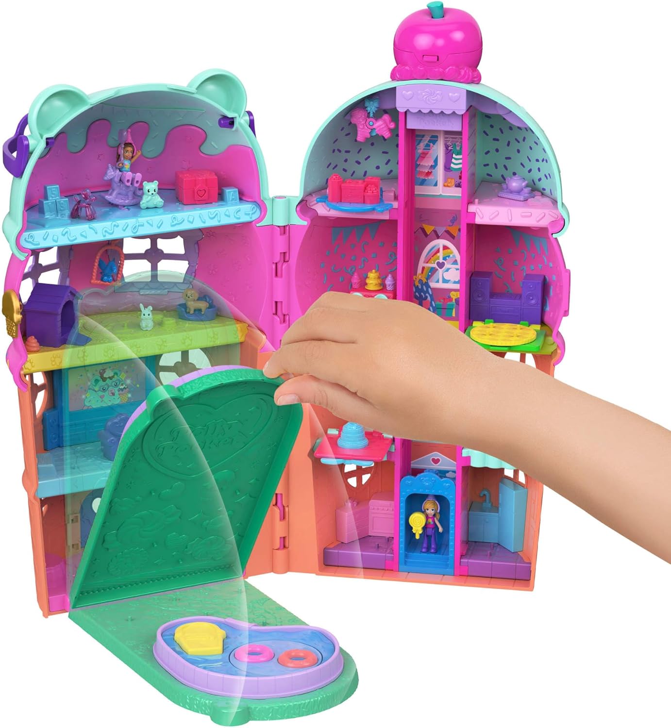 Detalle de Coffret Maison Cornet de Glace Polly Pocket JKB89 – mini-figurines et plus de 25 accessoires sur le thème glace & ours
