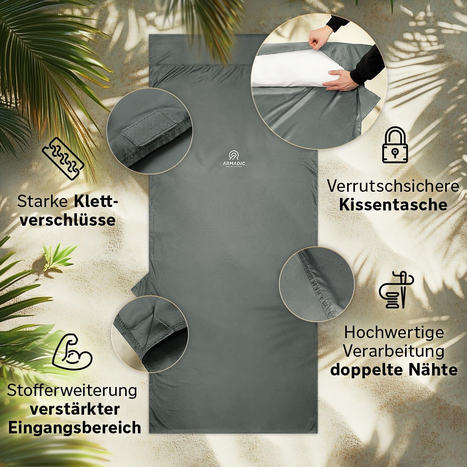 Thumbnail 3 de Armadic Hüttenschlafsack aus Mikrofaser oder Bio-Baumwolle – Ultra leicht, klein und dünn
