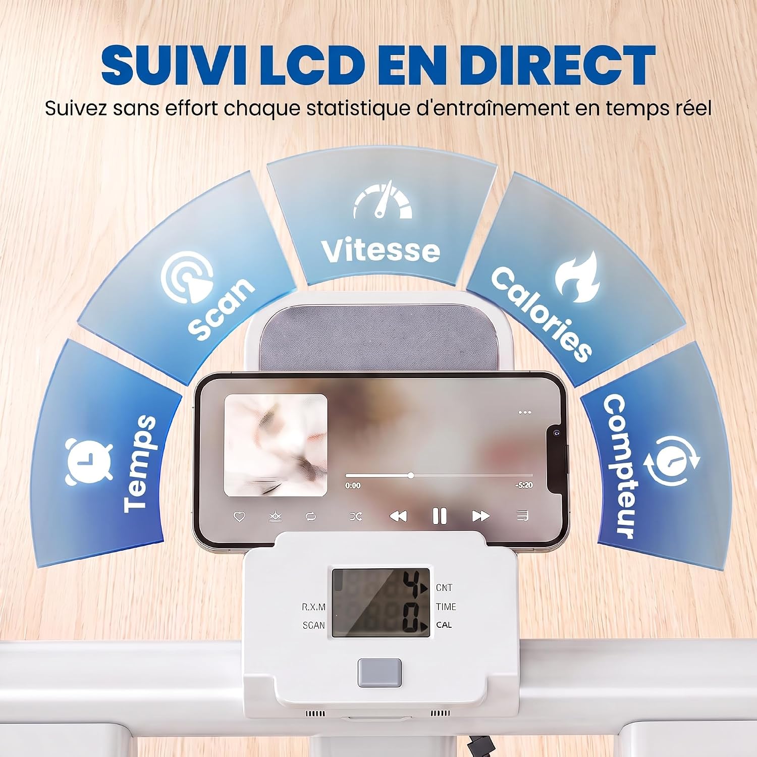 Detalle de SPORTNOW A90-406V00WT verticale trapstepper met verstelbare pedalen en lcd-monitor