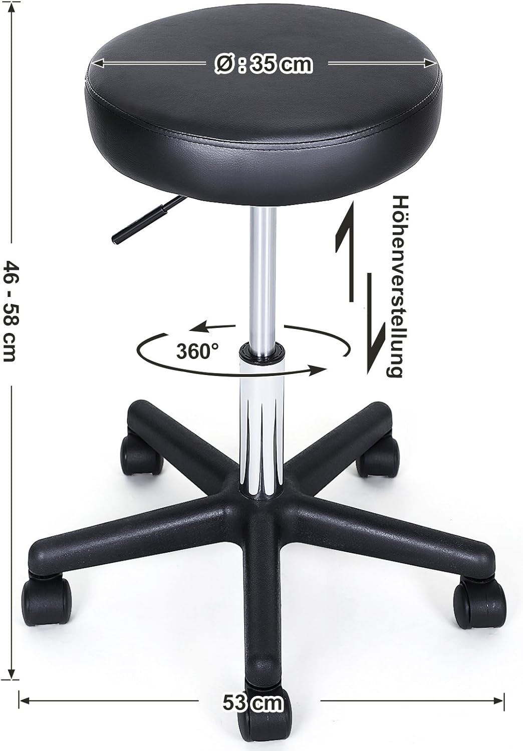 Detalle de SONGMICS LJB61B sgabello girevole 46-58 cm