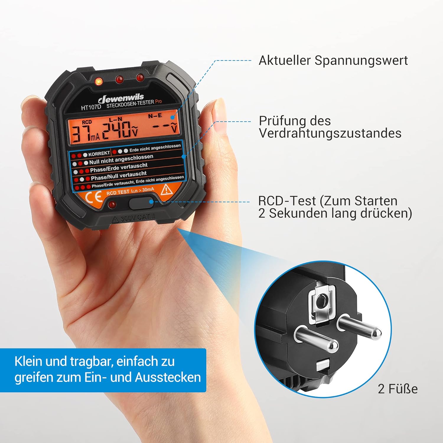 Thumbnail 5 de DEWENWILS Steckdosentester 48–250 V