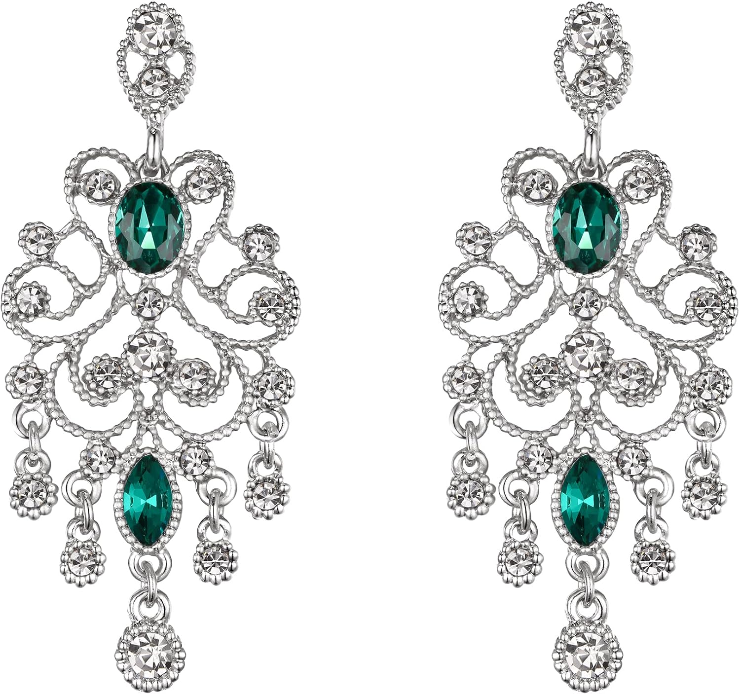 Detalle de Clearine Femme Vintage Style Autrichien Victorian Cristal Goutte Filigrane – Boucles d’oreilles percées