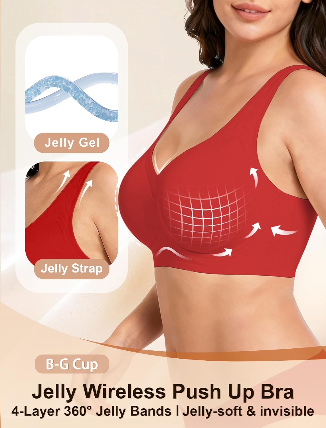 Thumbnail 1 de Soft Intention Jelly Wireless Bra: Seamless Push Up Full Coverage for Everyday Comfort