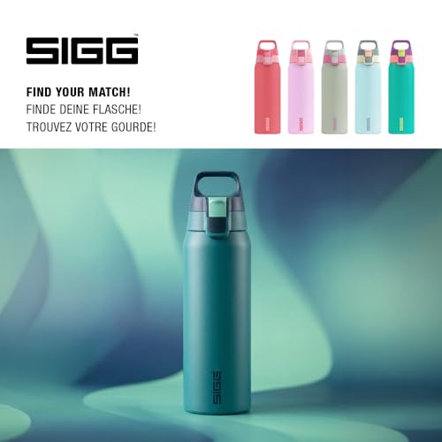 Detalle de SIGG Shield Therm One Isolierte Trinkflasche 0,75 L – Multicolor Ocean Grün, auslaufsicher, spülmaschinenfest