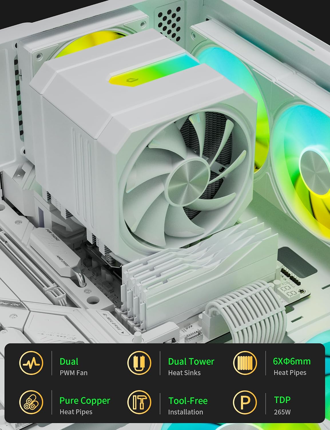 Thumbnail 4 de UpHere Gaming Up2TC6 ARGB White CPU Air Cooler