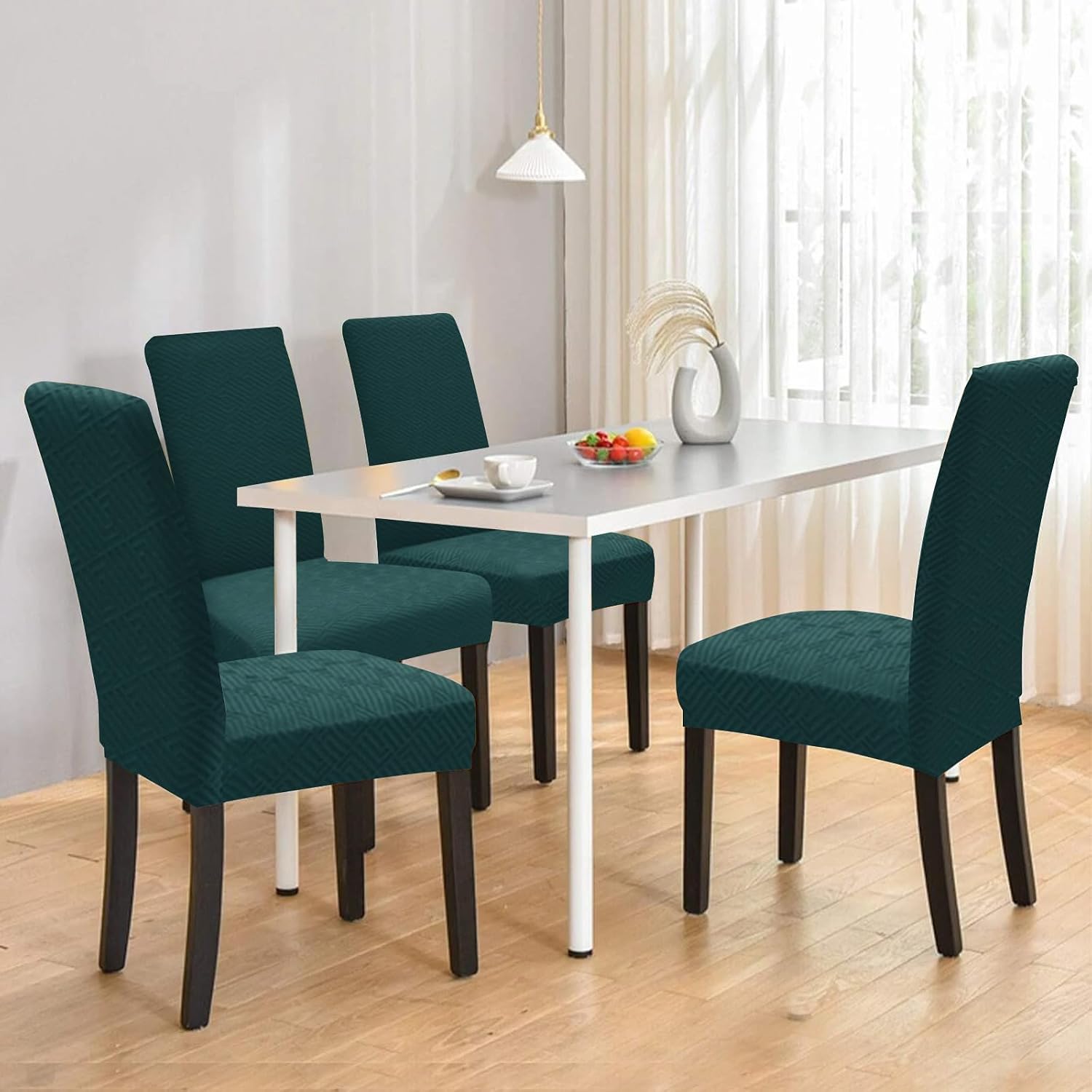 Detalle 2 de YSTELLAA Housse De Chaise 6 Pièces Vert Foncé