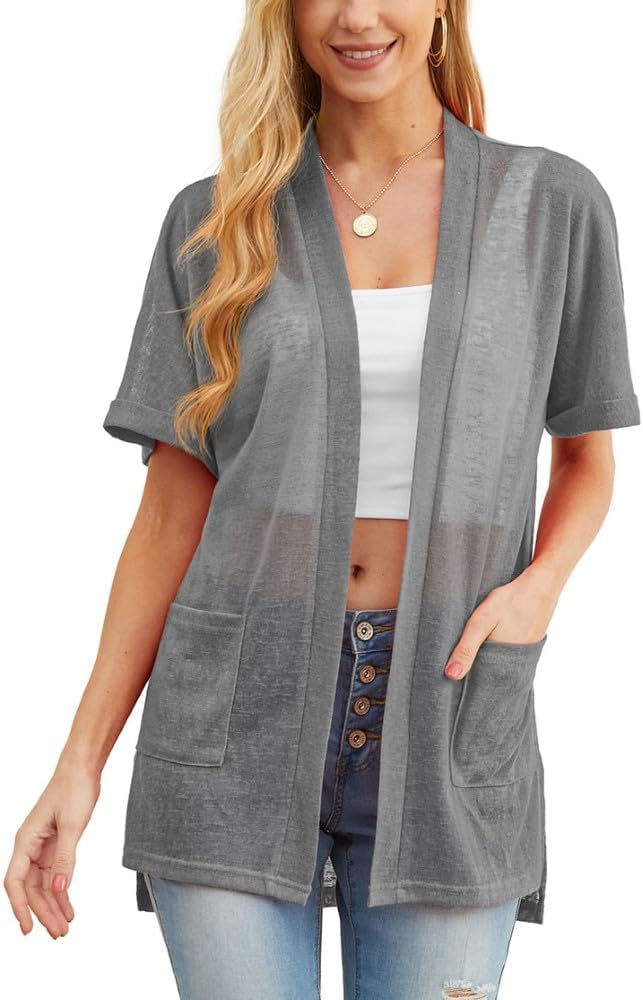 Thumbnail 6 de PrinStory Women’s Lightweight Cardigan Long Sleeve – Open Front V-Neck with Pockets (Polyester/Spandex)