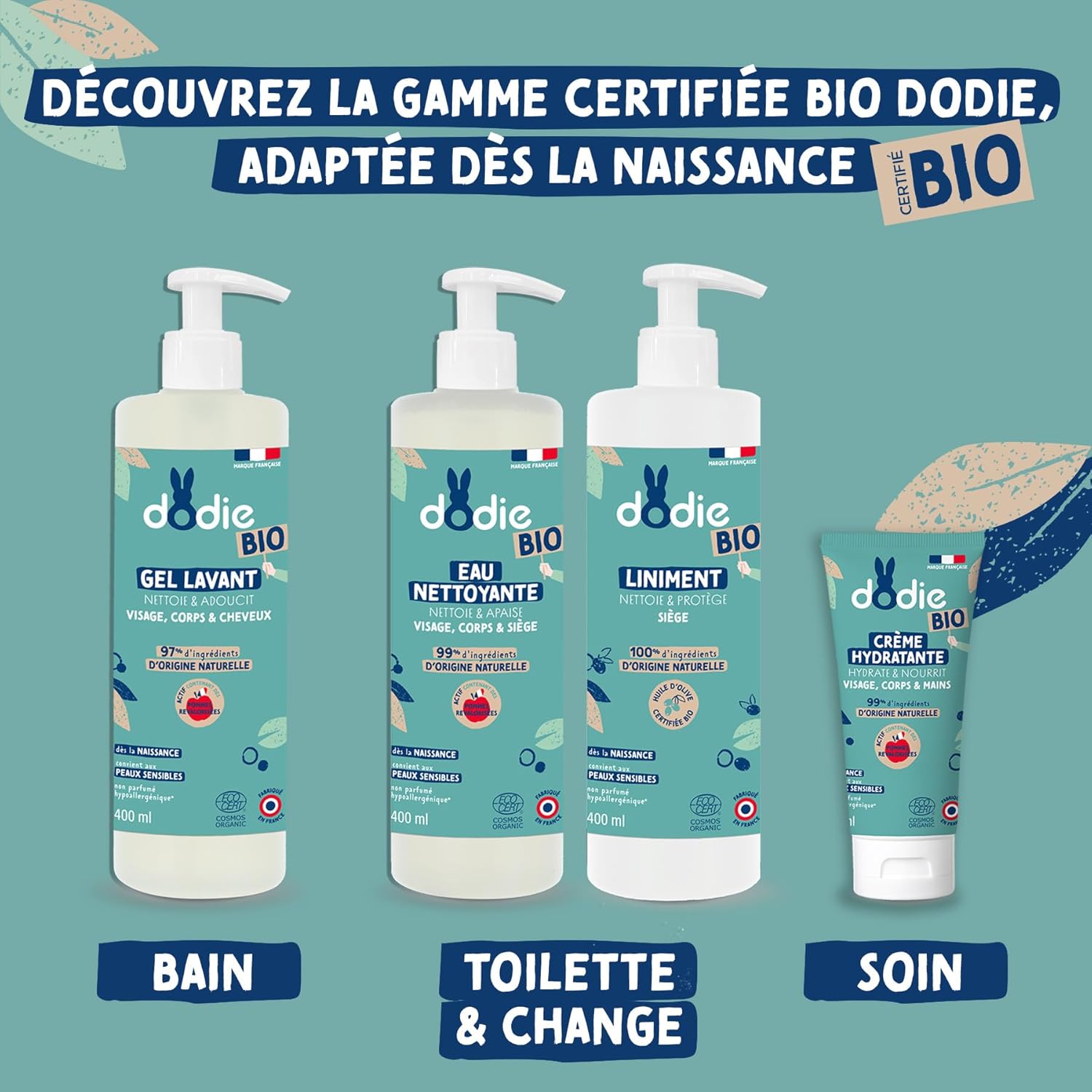 Detalle de Dodie Liniment Oléo-calcaire Bio 400 ml — soin nettoyant et protecteur dès la naissance