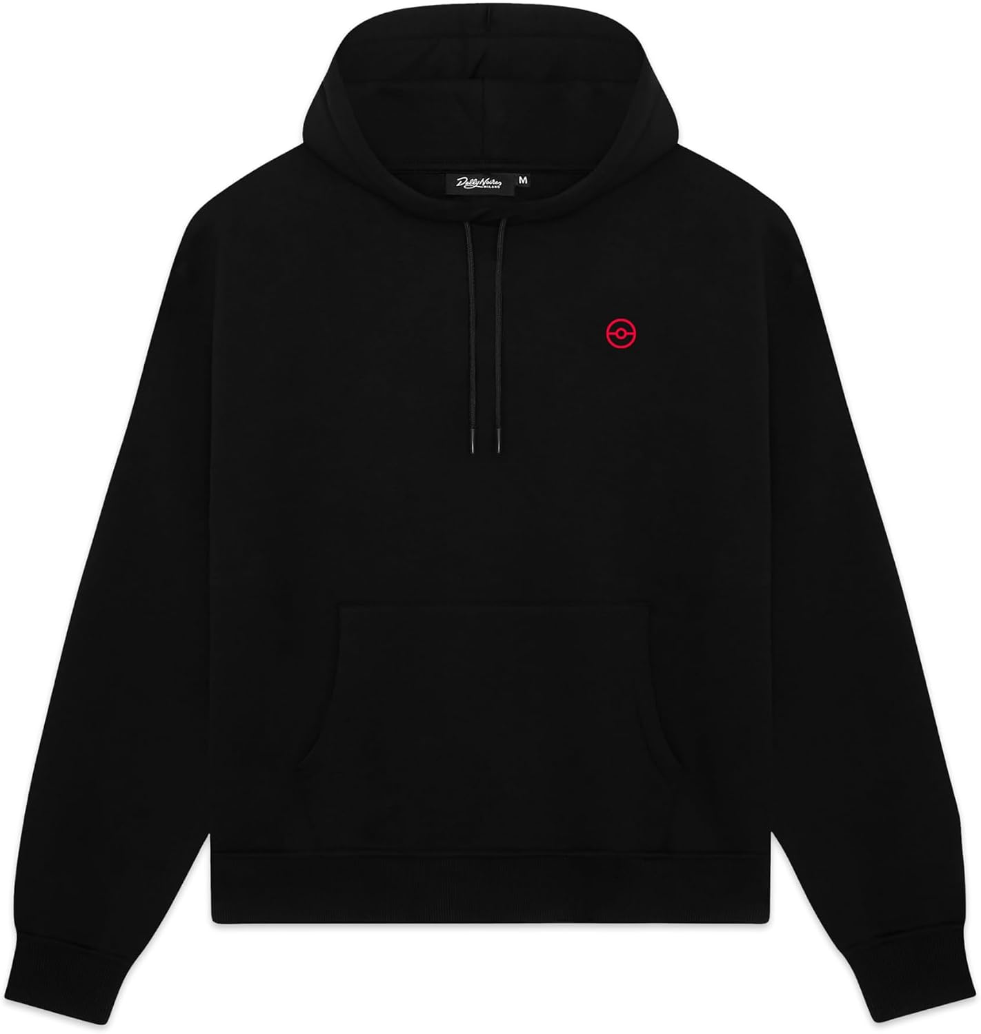 Detalle 2 de Dolly Noire Pokémon Pokédex Hoodie Nero – Unisex, Felpa in Cotone Misto con Ricamo, Collezione Ufficiale