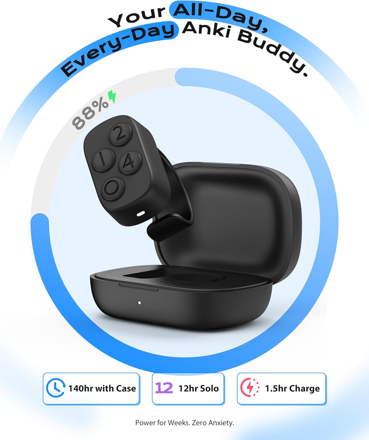 Detalle de Stouchi Anki ring remote 140H charging case