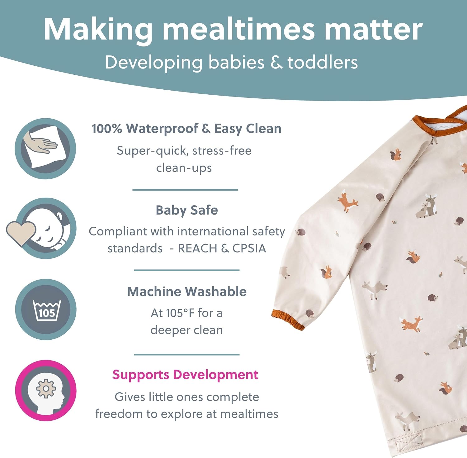 Detalle 2 de BIBaDO Long Sleeve Baby Bibs 6-36 months