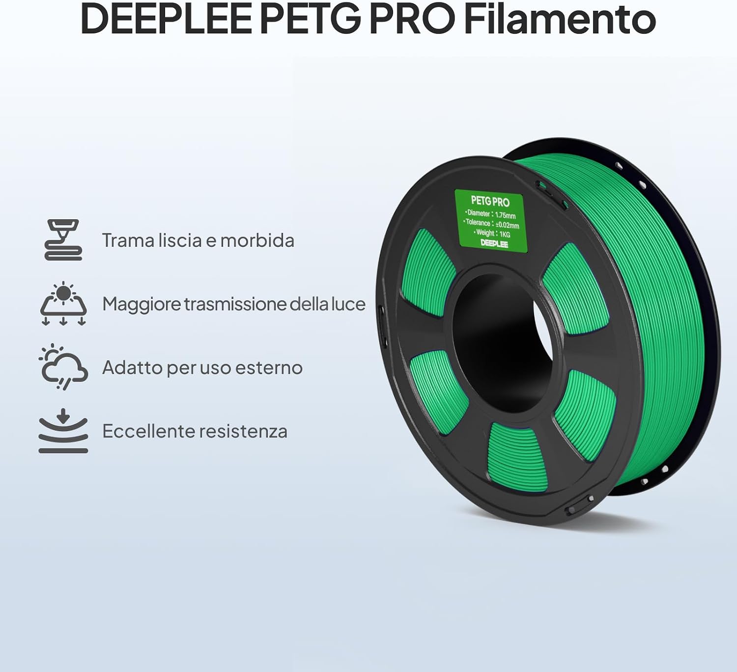 Detalle 2 de DEEPLEE PETG Pro 3 KG filamento per stampa 3D