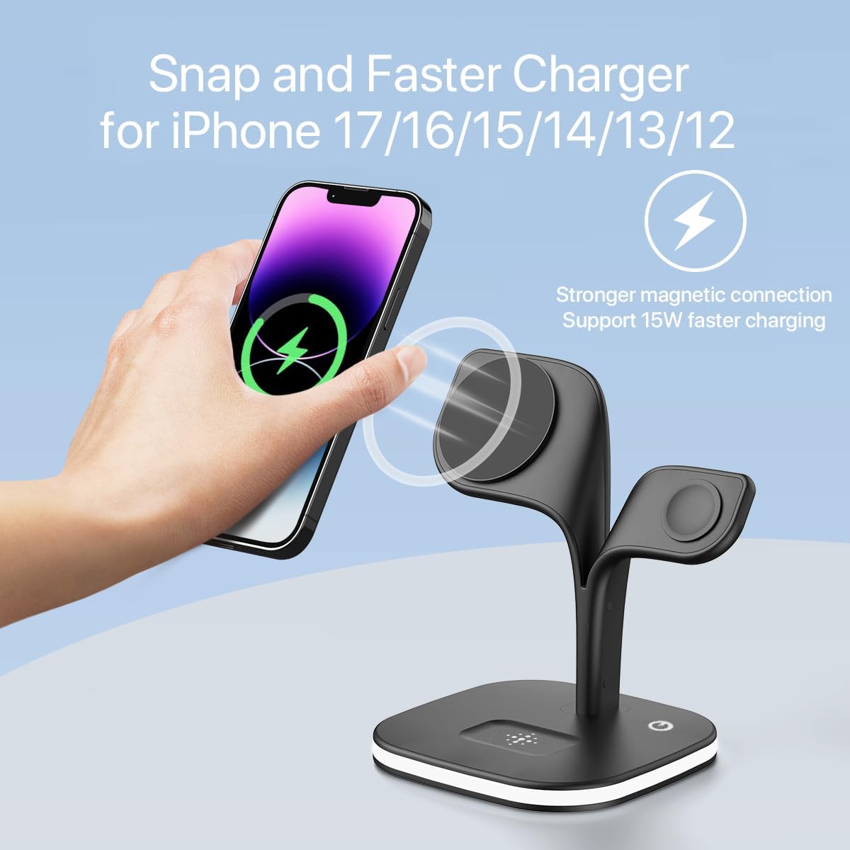 Detalle de EXW Magnetic Wireless Charger 3‑in‑1 MagSafe station