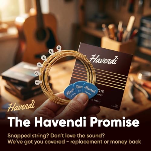 Thumbnail 7 de HAVENDI Acoustic Guitar Strings 80/20 Bronze – Light Gauge (12-53) with Coating and Picks