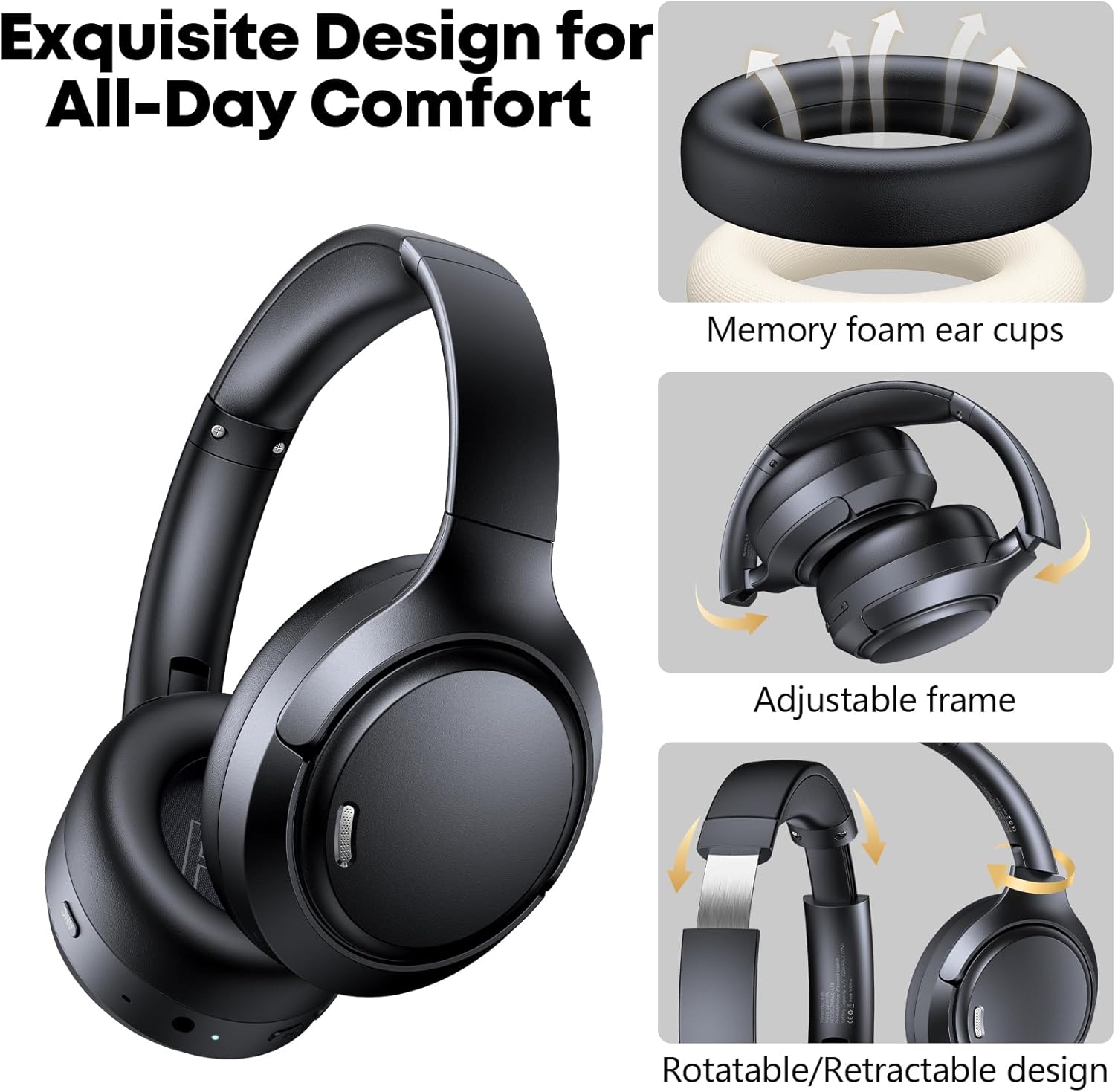 Thumbnail 4 de Hybrid ANC Bluetooth 6.0 Headphones with 120H Battery, 6-Mic ENC, Over-Ear Comfort