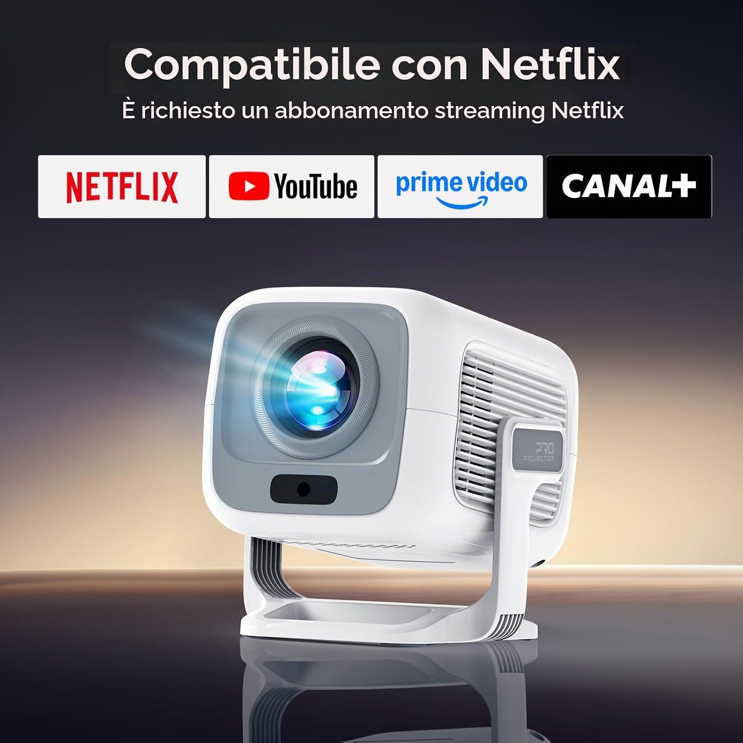 Thumbnail 1 de Lyncast Proiettore Smart 1080P Nativo con Android TV 13, 800 ANSI Lumen e autofocus