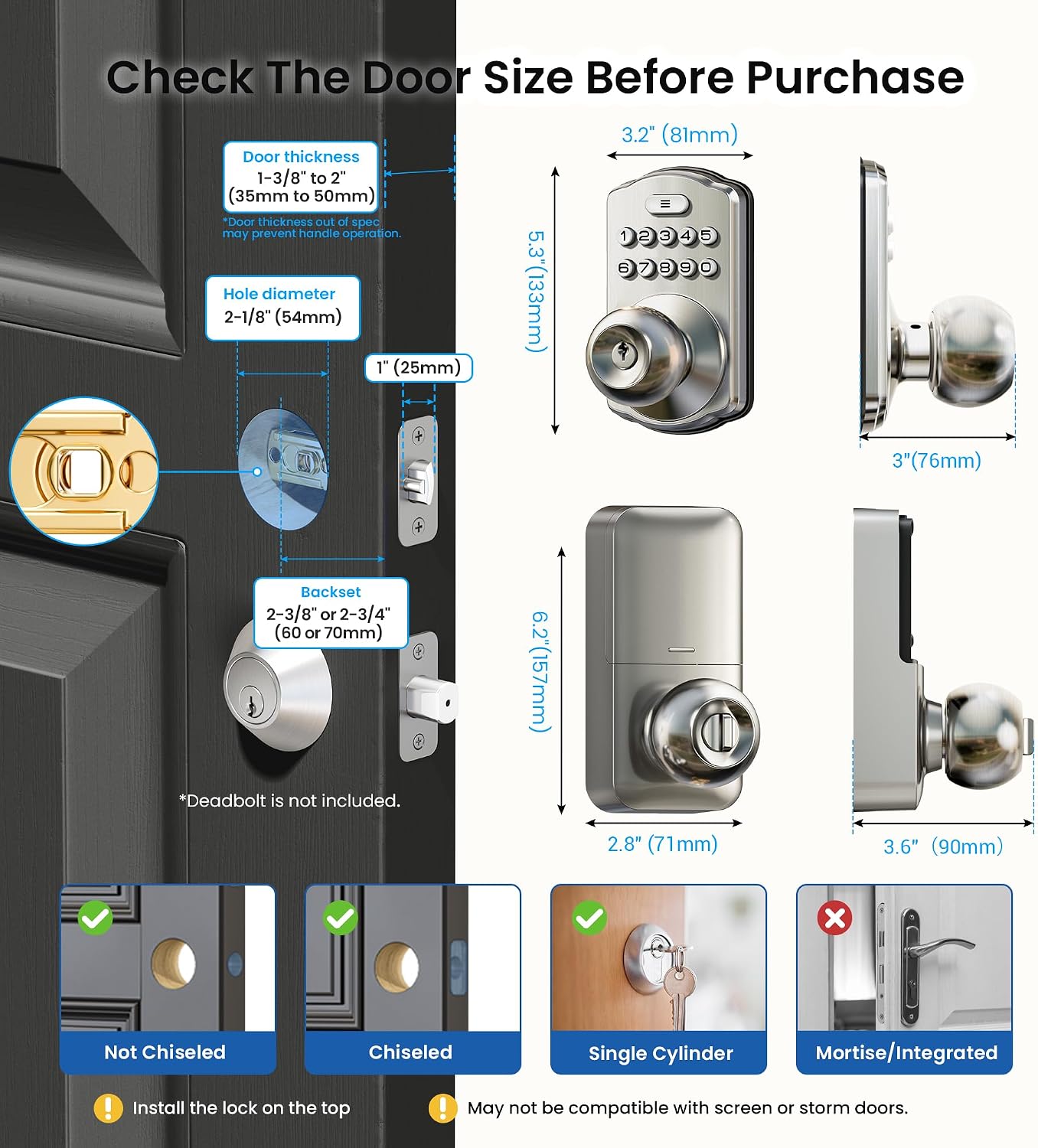 Detalle 2 de Veise Keypad Door Knob, KS03
