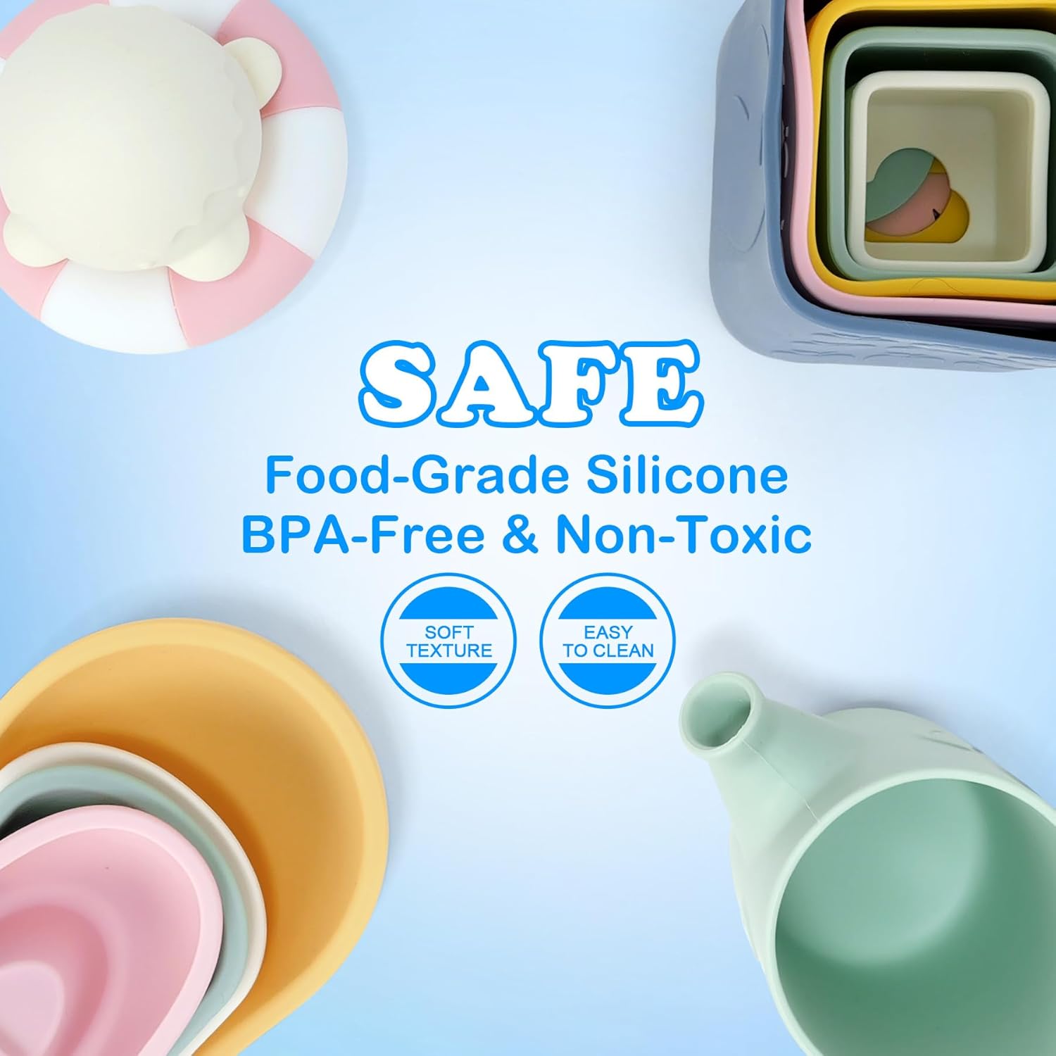 Thumbnail 6 de MCGMITT Montessori Badespielzeug Set aus BPA-freiem Silikon (12-teilig), für Babys 6–36 Monate