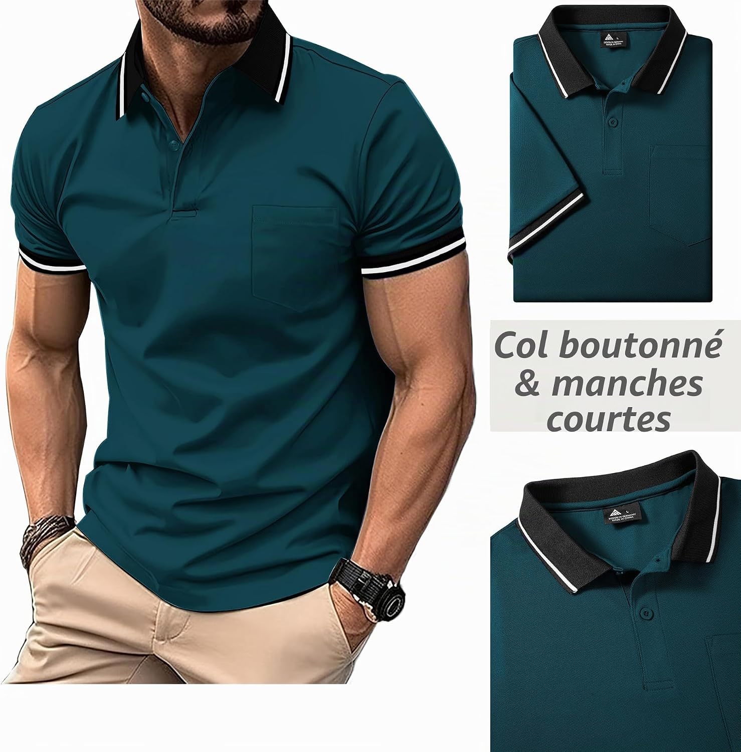 Thumbnail 3 de SwissWell set van 5 ademende herenpoloshirts met korte mouwen en borstzak