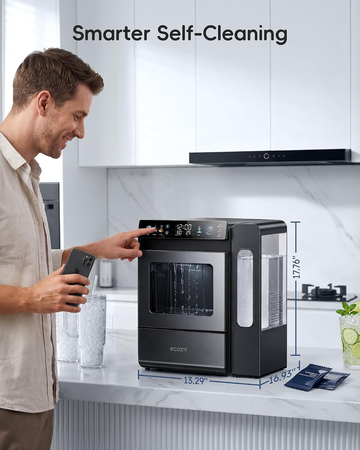 Thumbnail 6 de ecozy Mistalo Max IM-NS462B Countertop Nugget Ice Maker, 40 lb/day