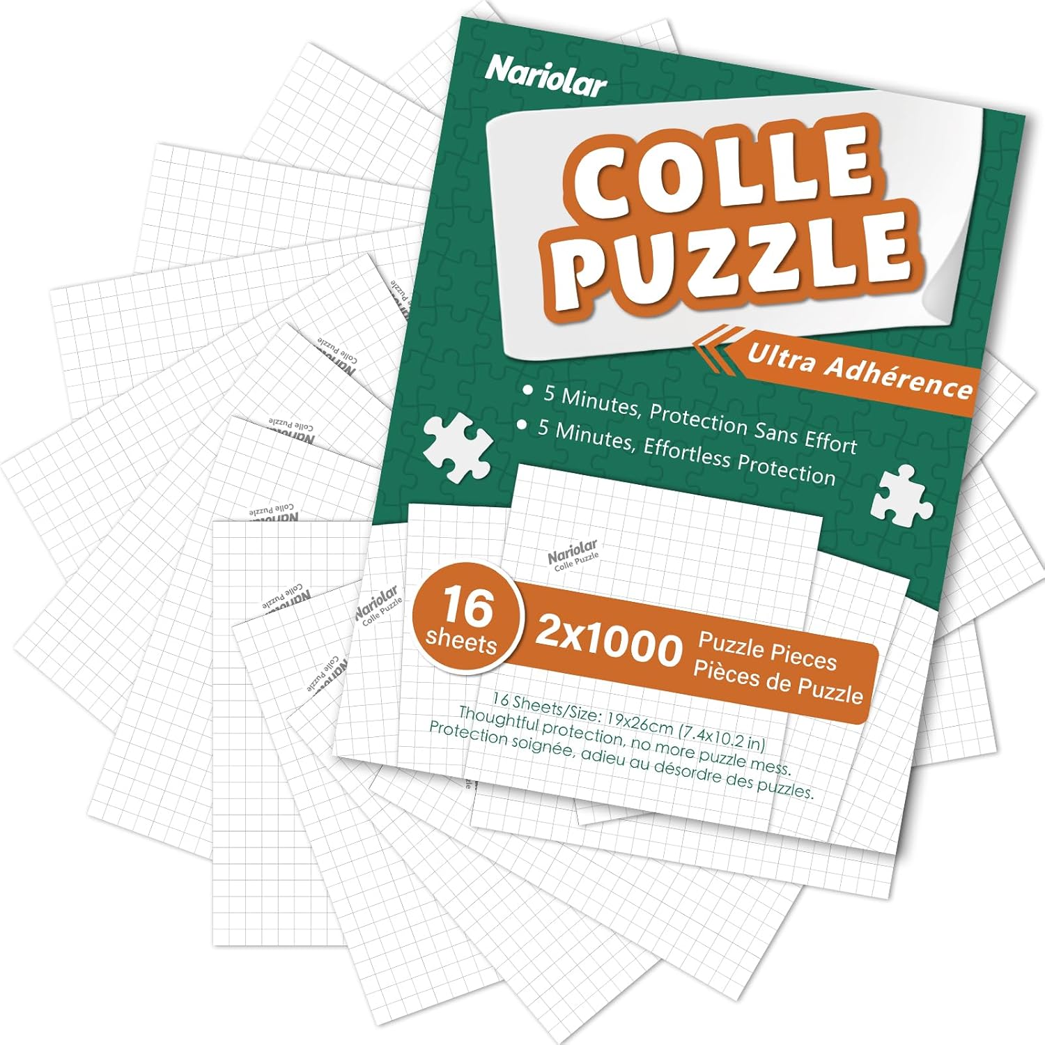 Thumbnail 6 de Nariolar Colle Puzzle – Lot de 32 feuilles adhésives pour conserver jusqu’à 4000 pièces (4×1000)