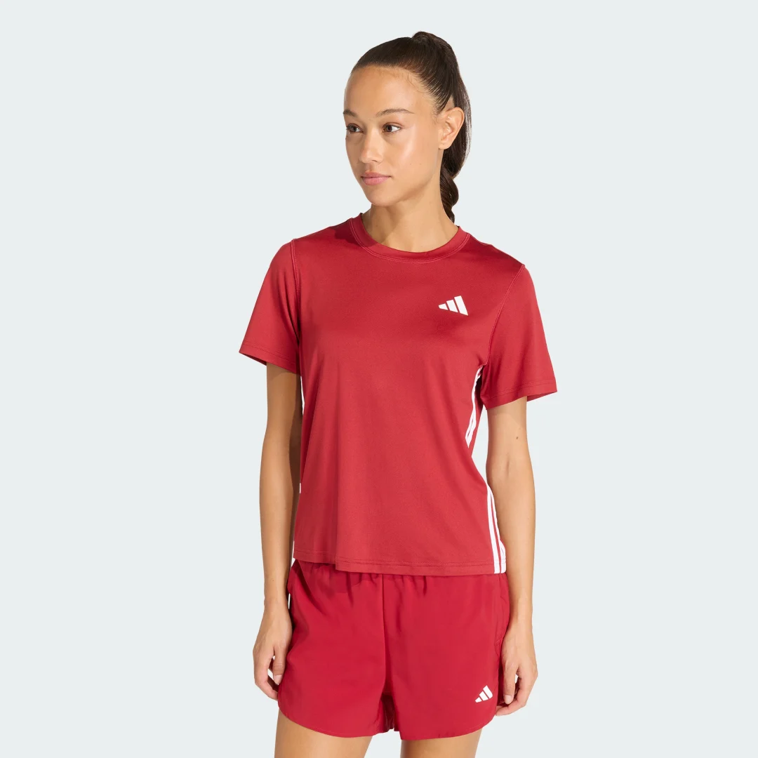 Detalle de Camiseta Train Essentials Workout 3 bandas de Adidas – burgundy