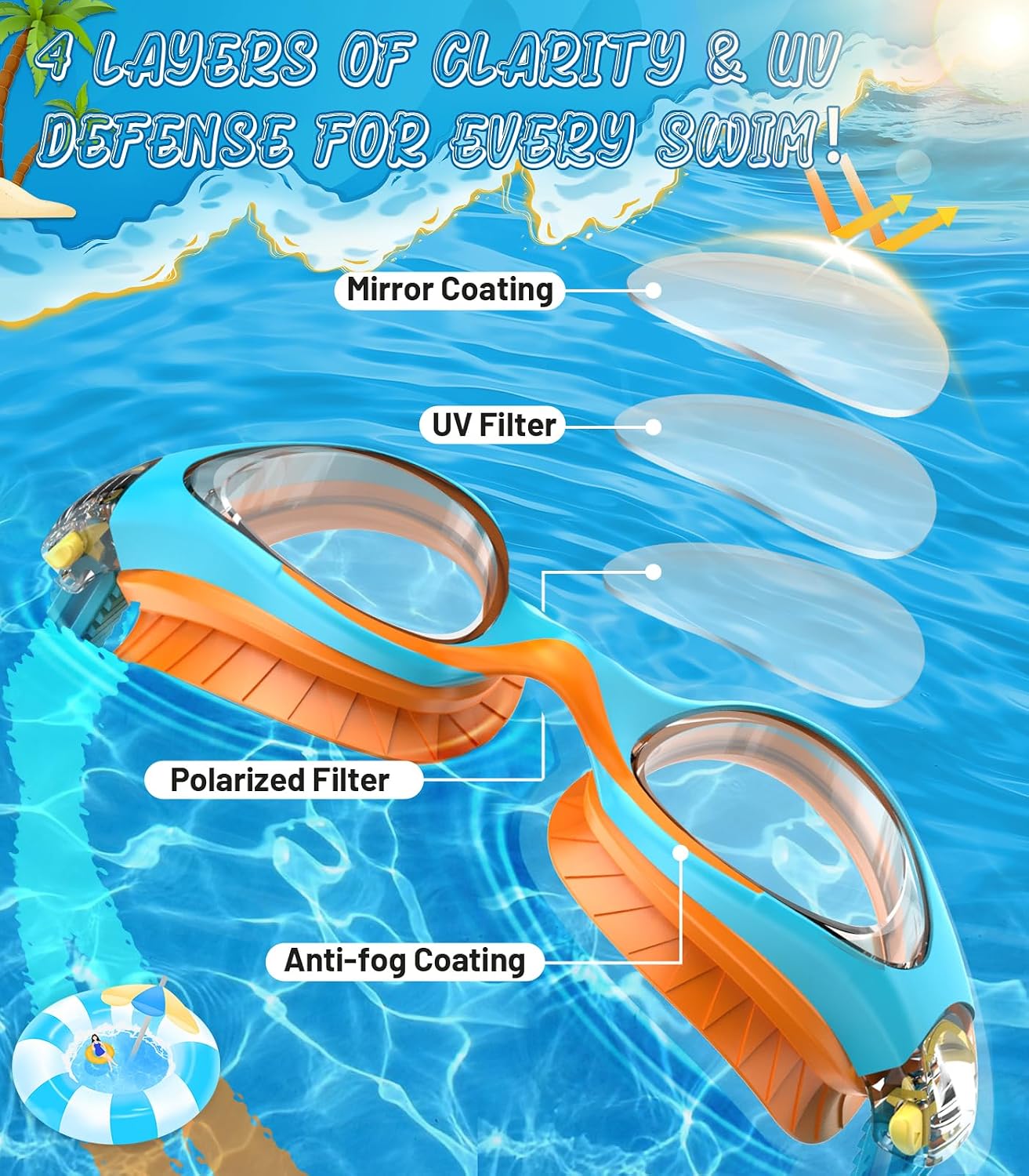Thumbnail 1 de HIGAHY Schwimmbrille Kinder – UV-Schutz, Anti-Fog, verstellbares Doppelband-Design, 6–14 Jahre