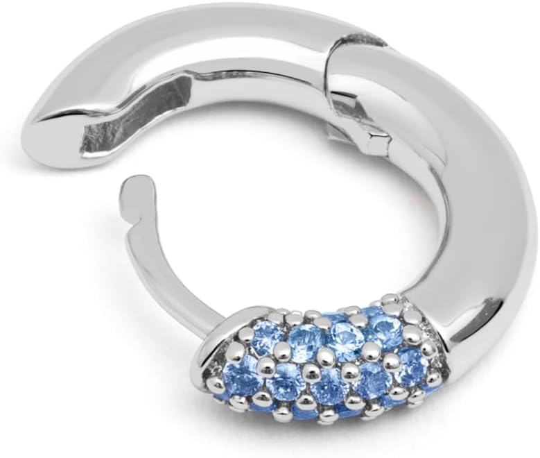 Detalle de SINGULARU Orecchino Singolo Cerchio Alma Pink – Anello in Ottone Placcato Rodio con Zirconi e Chiusura Click