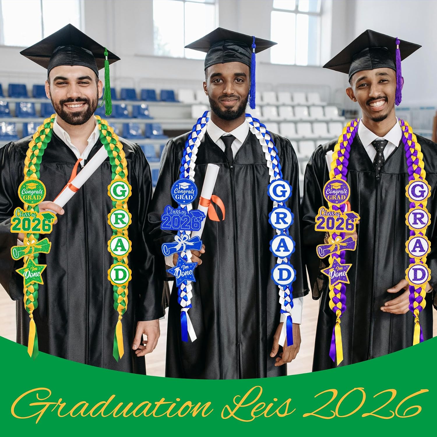 Thumbnail 6 de JOTFA Graduation Lei, Green and Gold