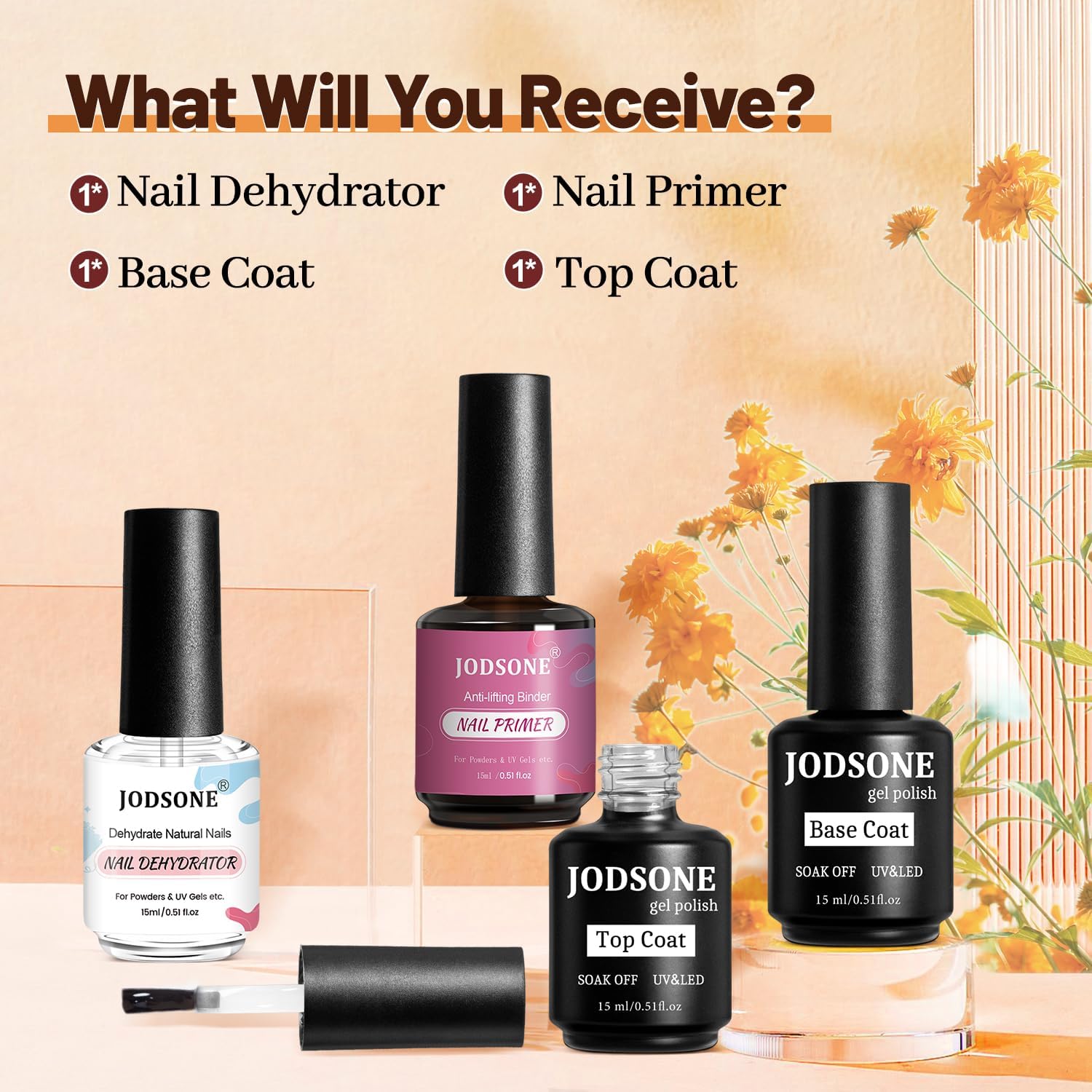 Detalle 2 de JODSONE 15ML x 4 Base e Top Coat semipermanente