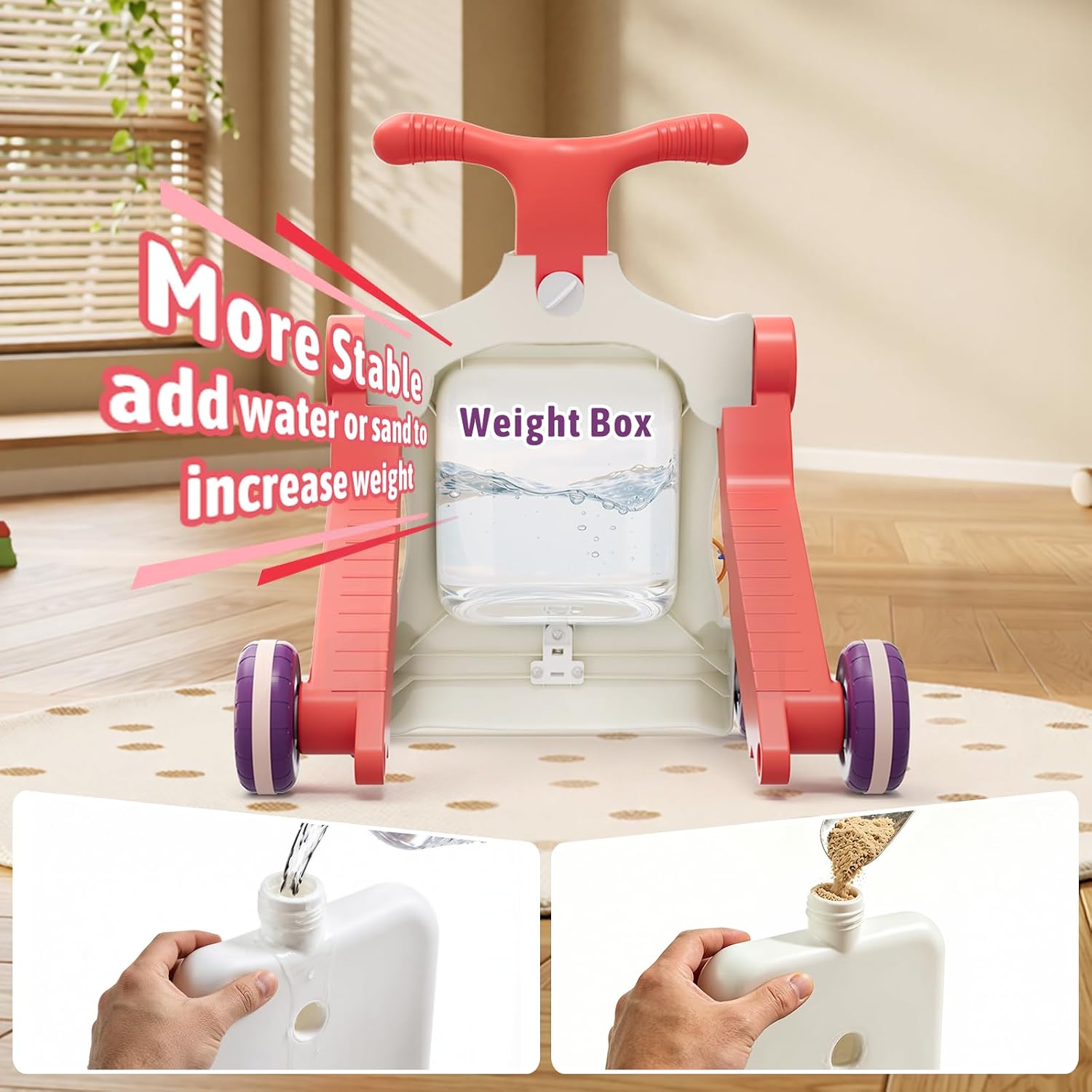 Detalle 2 de HYES N6034 5-in-1 Toddler Walker and Activity Center, Red