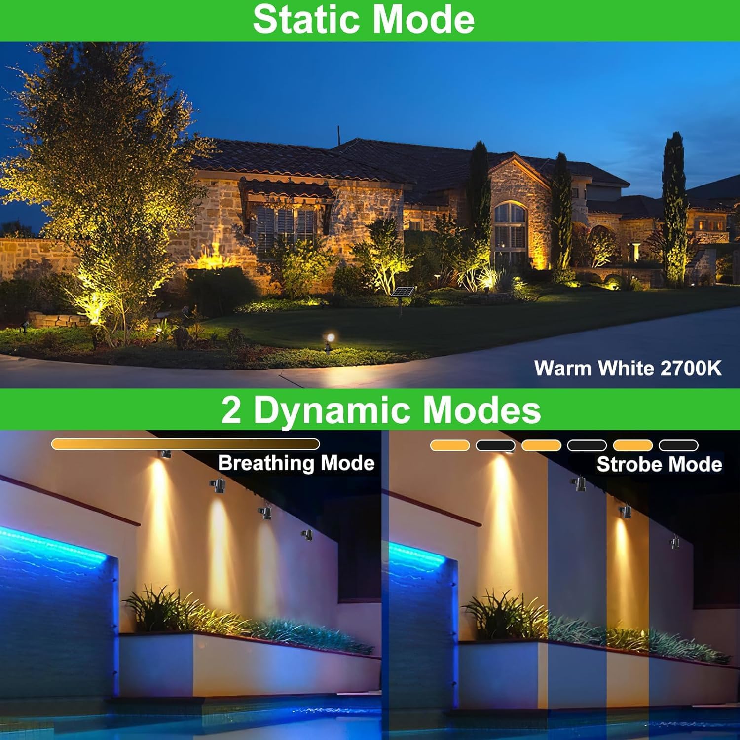 Thumbnail 2 de MEIHUA solar spot lights outdoor garden (4 in 1) 2700K warm white, IP66