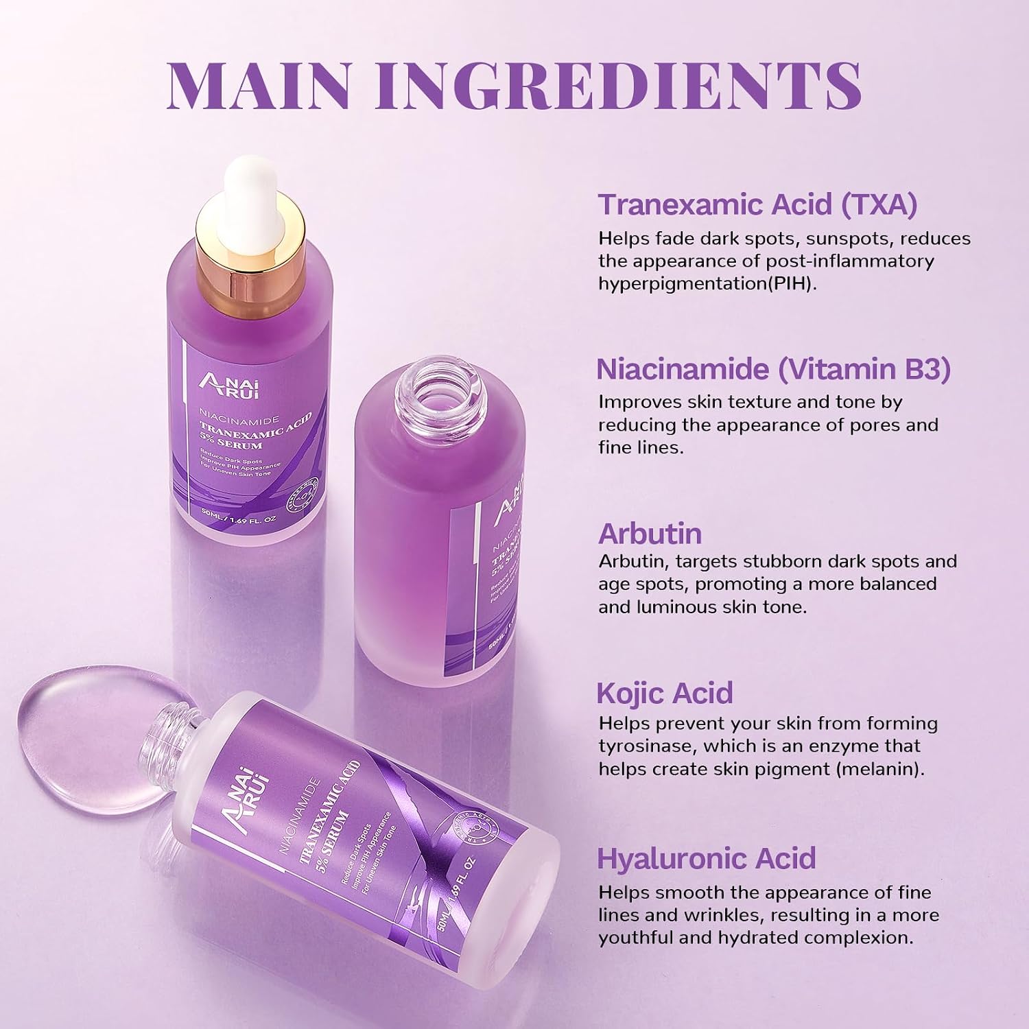 Thumbnail 1 de ANAI RUI 5% tranexaminezuurserum met niacinamide en hyaluronzuur, 50 ml