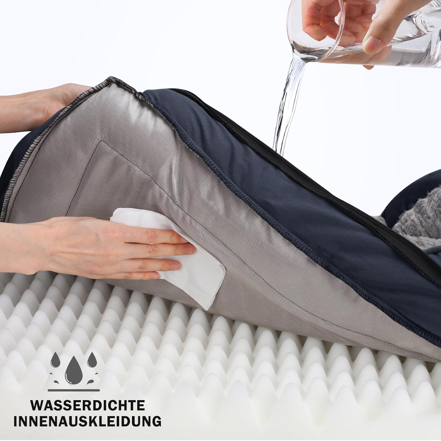 Thumbnail 6 de JOEJOY extra großes orthopädisches Hundebett mit Waben-Schaumstoff und waschbarem, wasserdichtem Bezug (grau)