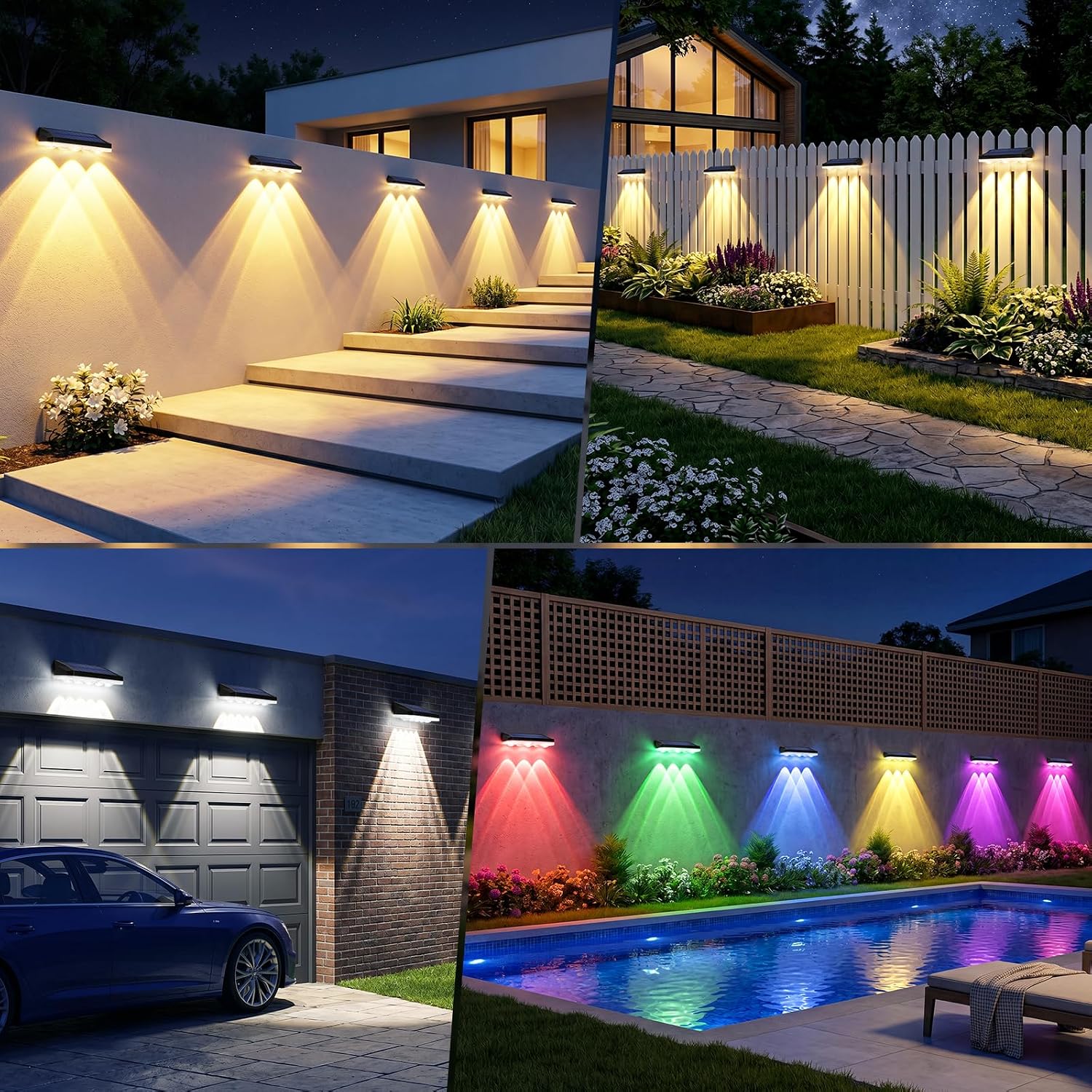 Thumbnail 6 de Solar Fence Lights Outdoor: 6-Pack with 40 Modes, 5 Lenses, 8 Colours and RGB Options