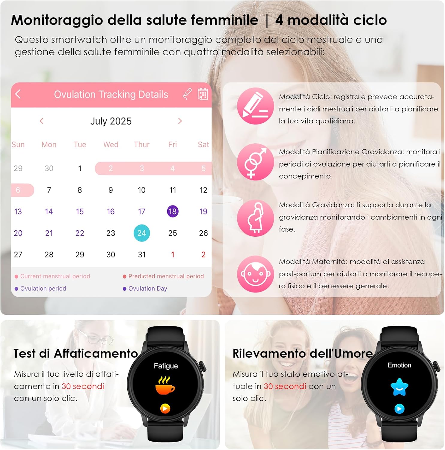 Thumbnail 6 de 2026 Nuovo Smartwatch ECG+HRV con Glicemia, Pressione, BMI e Lipidi – 1.39" rotondo