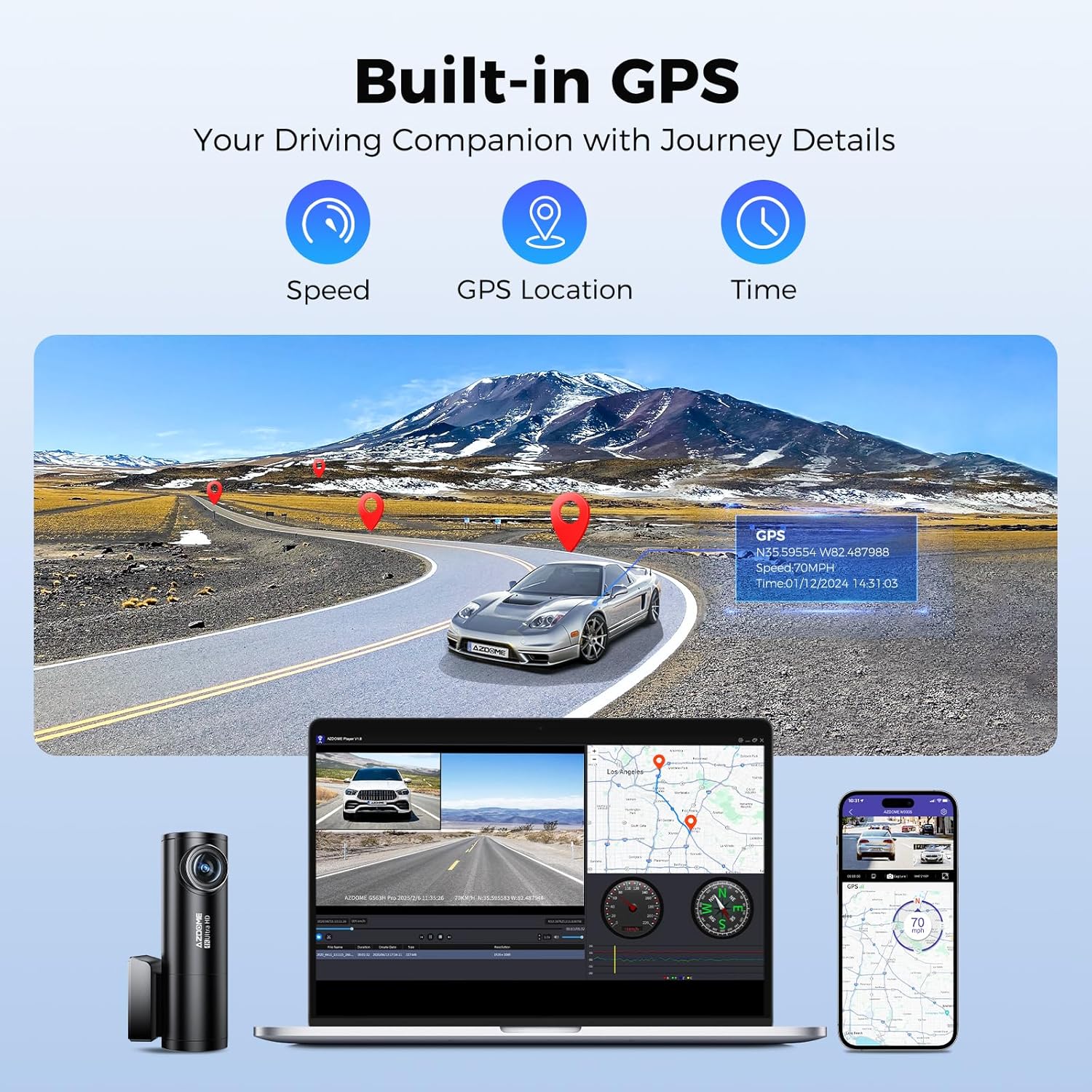 Thumbnail 6 de AZDOME 4K Dash Cam Front and Rear 64GB