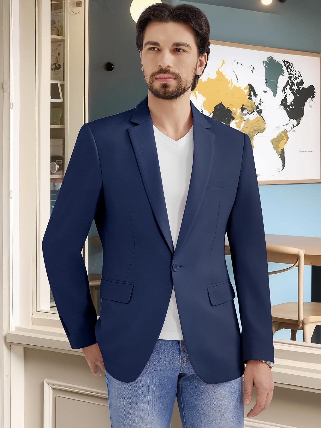 Detalle de MAGE MALE Men's Blazer, Polyester-Spandex Blend
